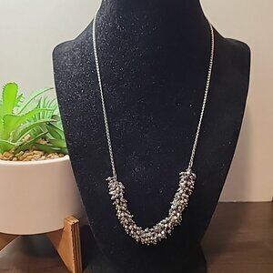Unbranded Silver Tone Beaded Bib Necklace Ladies Pre-Owned Biker Outdoors Casual